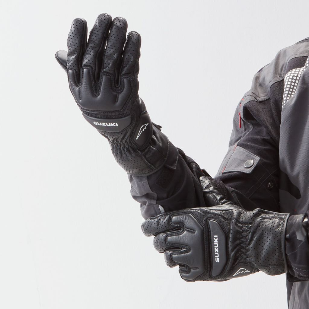SUZUKI×KUSHITANI コラボ ライダーズメッシュグローブ【ブラック】