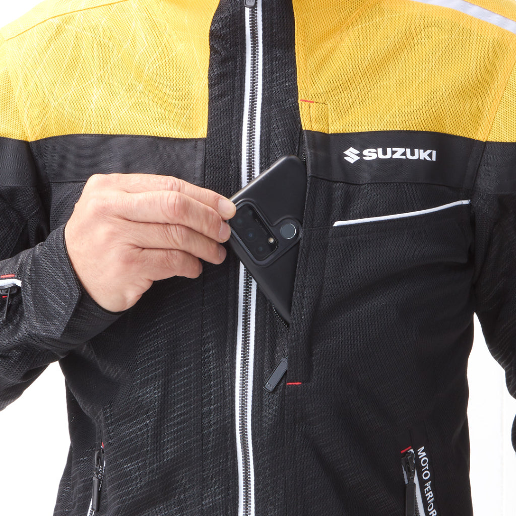 【限定品】KUSHITANI フード付きジャケット LLサイズ SUZUKI×KUSHITANI コラボ フルメッシュパーカージャケット【イエロー