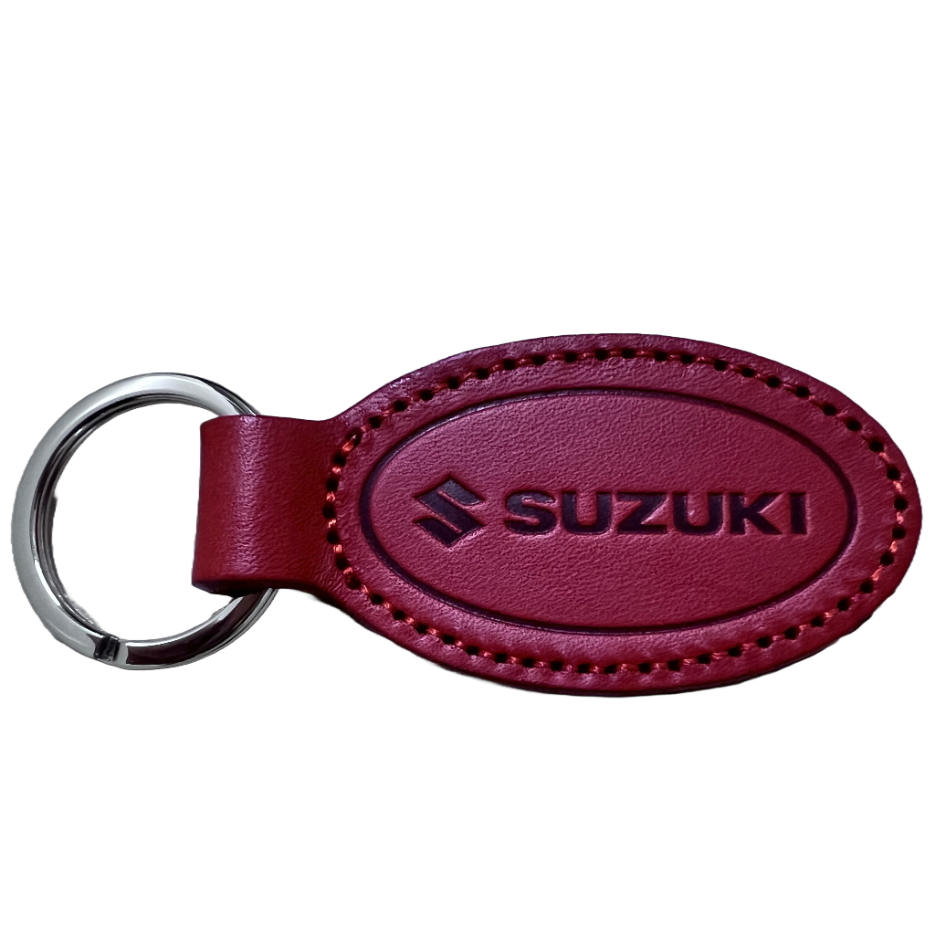 SUZUKI×KUSHITANI 楕円レザーキーホルダー【ブラウン/レッド/タン SUZUKI×KUSHITANI 楕円レザーキーホルダー【ブラウン/レッド/タン